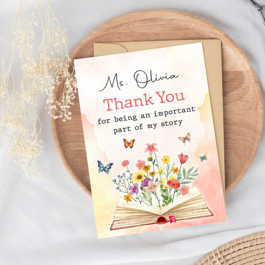 Personalized Teacher Greeting Card Thank You For Being An Important