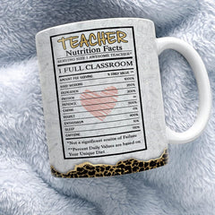 Personalized Teacher Mug Teacher Nutrition Facts