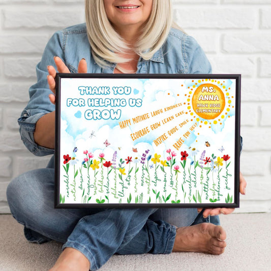 Personalized Teacher Poster Thank You For Helping Us Grow