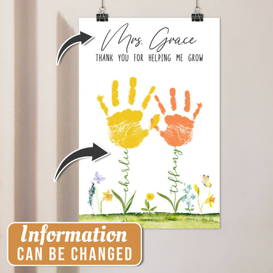 Personalized Teacher Poster Thank you for helping me grow