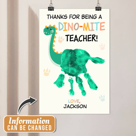 Personalized Teacher Poster Thanks for being a Dino-mite Teacher