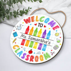 Personalized Teacher Round Door Sign Welcome To Classroom