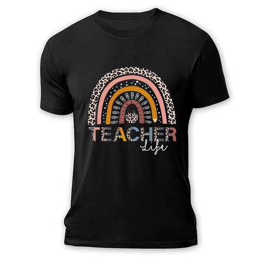 Personalized Teacher T-Shirt Teacher Life Rainbow Art