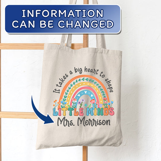 Personalized Teacher Tote Bag Little Minds Custome Name