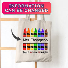 Personalized Teacher Tote Bag With Custom Name
