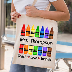 Personalized Teacher Tote Bag With Custom Name