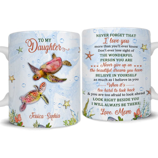 Personalized To My Daughter Mug Sea Turtle Mother And Daughter