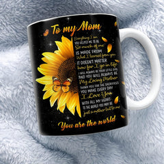 Personalized To My Mom Mug You're The World Sunflower