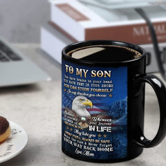 Personalized To My Son Mug Eagle American Flag