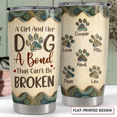 Personalized Tumbler For Dog Mom With Custom Dog Name Mandala Drawing