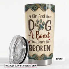 Personalized Tumbler For Dog Mom With Custom Dog Name Mandala Drawing
