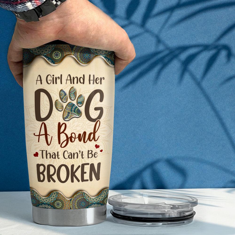 Personalized Tumbler For Dog Mom With Custom Dog Name Mandala Drawing