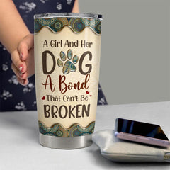 Personalized Tumbler For Dog Mom With Custom Dog Name Mandala Drawing