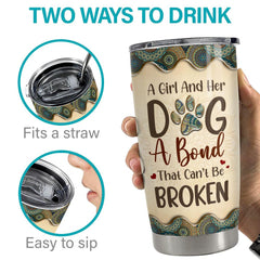 Personalized Tumbler For Dog Mom With Custom Dog Name Mandala Drawing