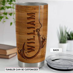 Personalized Tumbler For Fishing Lover Wood Drawing