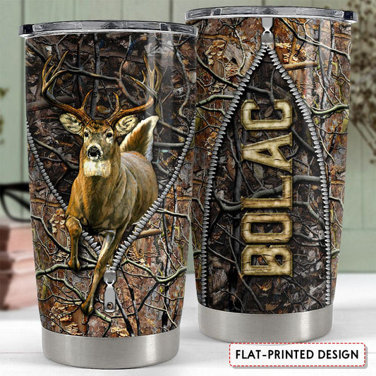 Personalized Tumbler For Hunter Deer Camouflage Pattern
