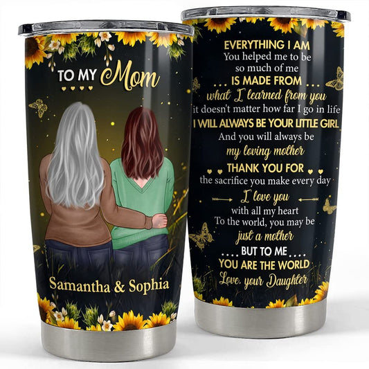 Personalized Tumbler For Mom From Daughter Sunflower Gift For Mama