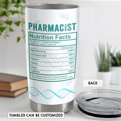 Personalized Tumbler For Pharmacist Nutrition Facts