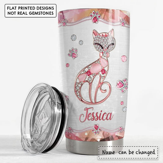 Personalized Tumbler Just A Girl Who Loves Cats Jewelry Style Gift