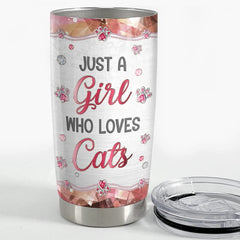 Personalized Tumbler Just A Girl Who Loves Cats Jewelry Style Gift