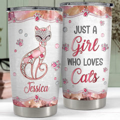 Personalized Tumbler Just A Girl Who Loves Cats Jewelry Style Gift