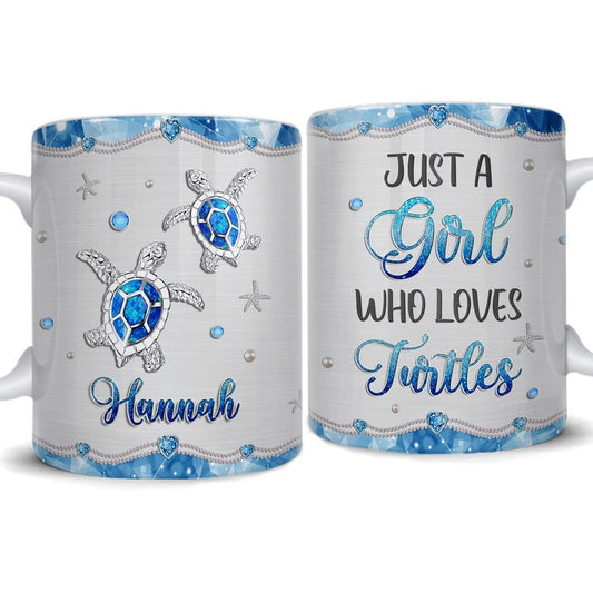 Personalized Turtle Mug Just Girl Who Loves Turtles