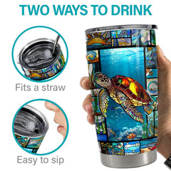 Personalized Turtle Tumbler Stained Glass Drawing