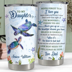 Personalized Turtle Tumbler To Daughter Son From Dad Mom Best Gift