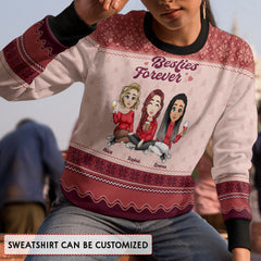 Personalized Ugly Christmas Sweatshirt Leopard Pattern BFF Gift