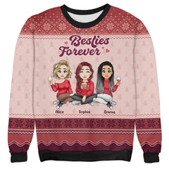 Personalized Ugly Christmas Sweatshirt Leopard Pattern BFF Gift