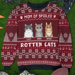 Personalized Ugly Sweatshirt for Cat Mom Spoiled Rotten Cats