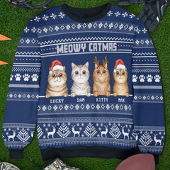 Personalized Unisex Ugly Sweatshirt Meowy Catmas