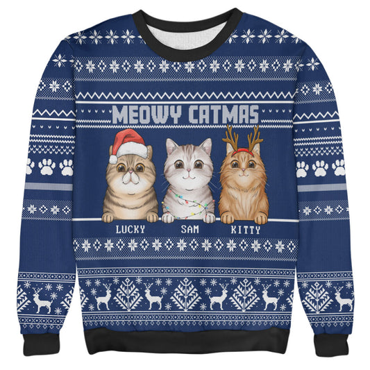 Personalized Unisex Ugly Sweatshirt Meowy Catmas