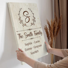 Personalized Vertical Canvas Family Member Name Sign
