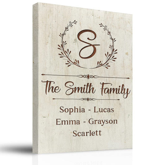 Personalized Vertical Canvas Family Member Name Sign