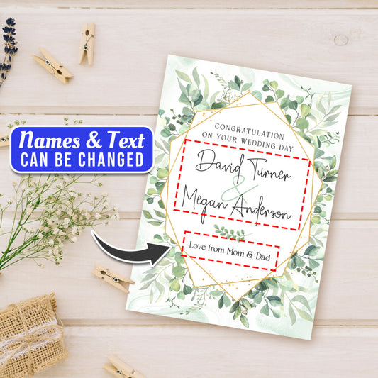 Personalized Wedding Day Congratulations Greeting Card Floral Style
