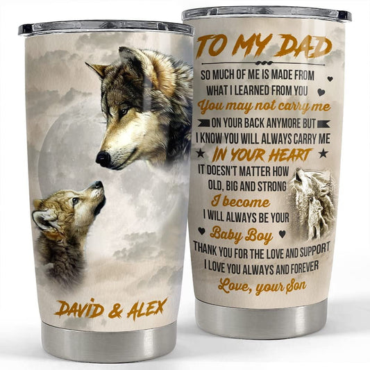Personalized Wolf Tumbler Dad And Son Gift On Father Day Best Gift