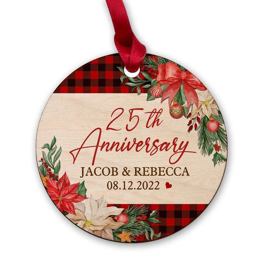 Personalized Wood 25th Anniversary Wedding Ornament