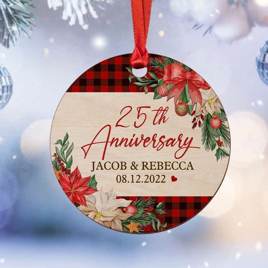 Personalized Wood 25th Anniversary Wedding Ornament