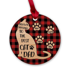 Personalized Wood Cat Dad Ornament Lovers Gift