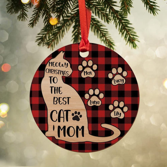 Personalized Wood Cat Mom Ornament Lovers Gift