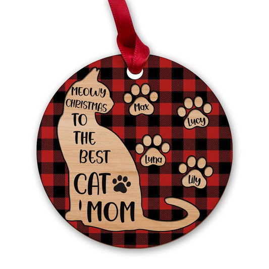 Personalized Wood Cat Mom Ornament Lovers Gift
