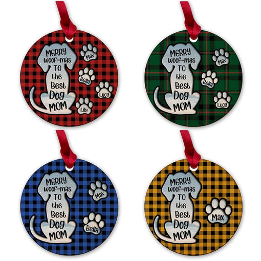 Personalized Wood Dog Mom Ornament Christmas Gift With Pawprint