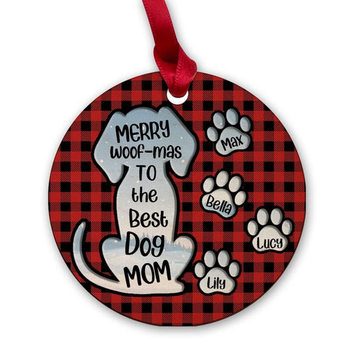 Personalized Wood Dog Mom Ornament Christmas Gift With Pawprint