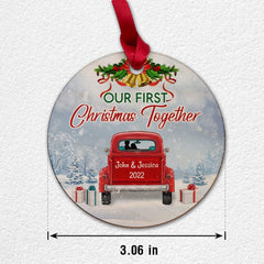 Personalized Wood Ornament First Xmas Together Red Truck