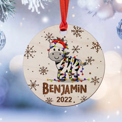 Personalized Wood Ornament Zebra Baby Boy Christmas Gift