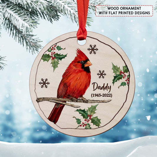 Personalized Wood Red Cardinal Memorial Ornament