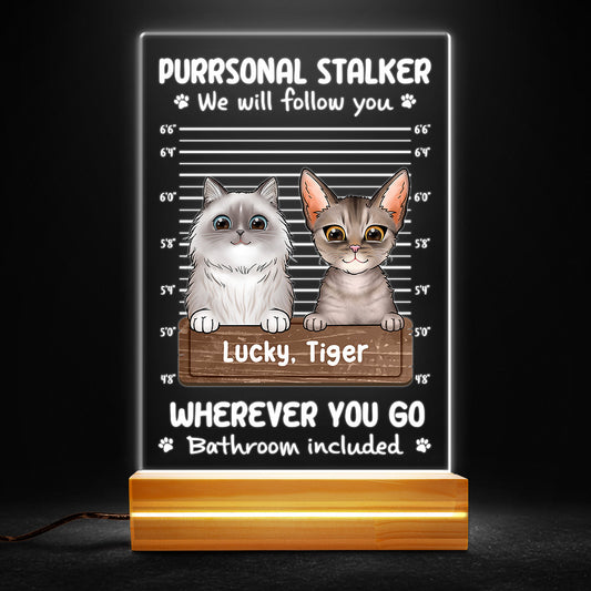 Purrsonal Stalker Personalized Led Night Light for Cat Mom Cat Dad