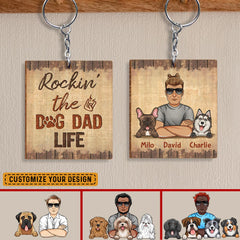 Rocking The Dog Dad Life Personalized Keychain