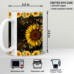 Personalized Sunflower Mug Custom Name Butterflies